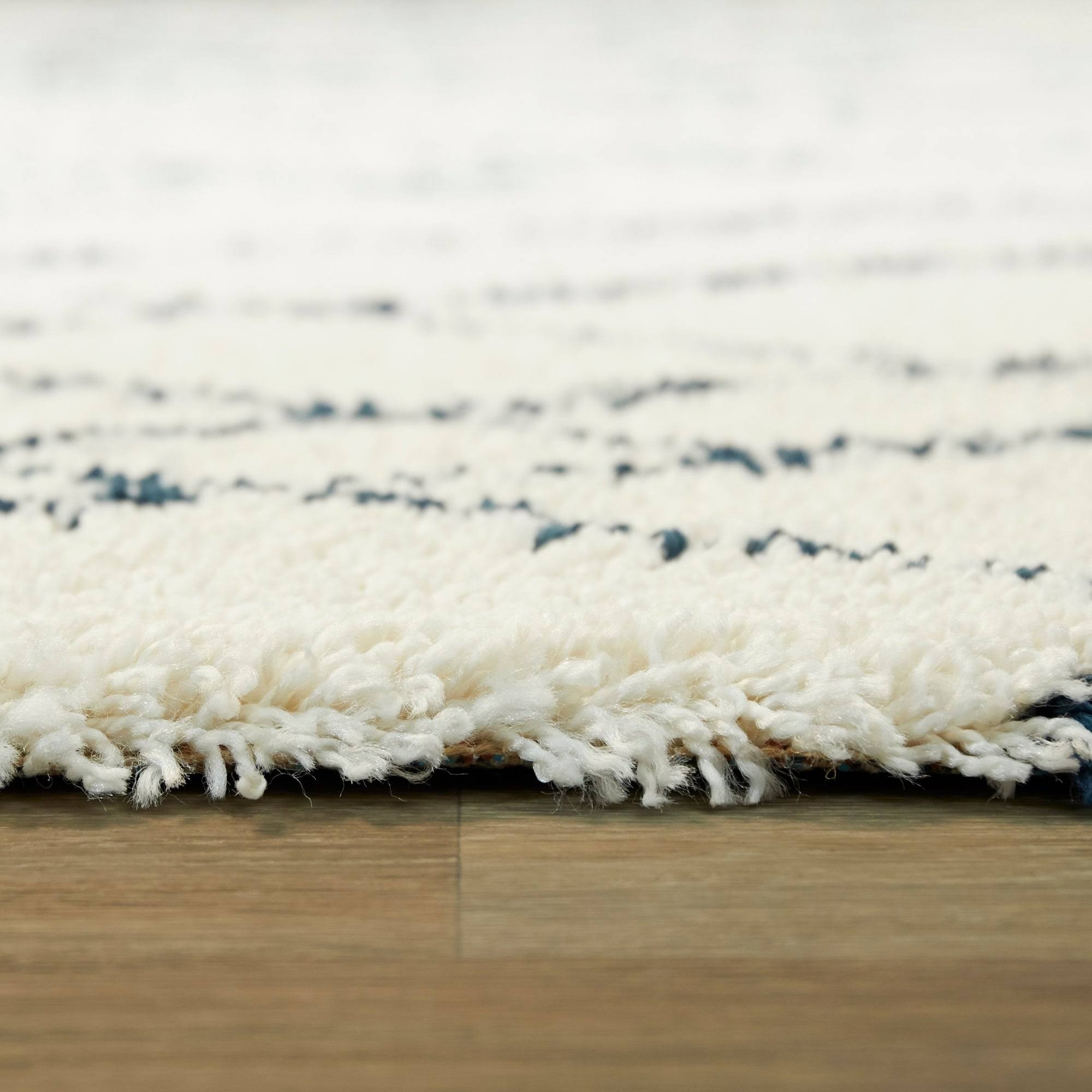 Bramante Abstract Shag Area Rug - 7&10x22 x 10& - Navy