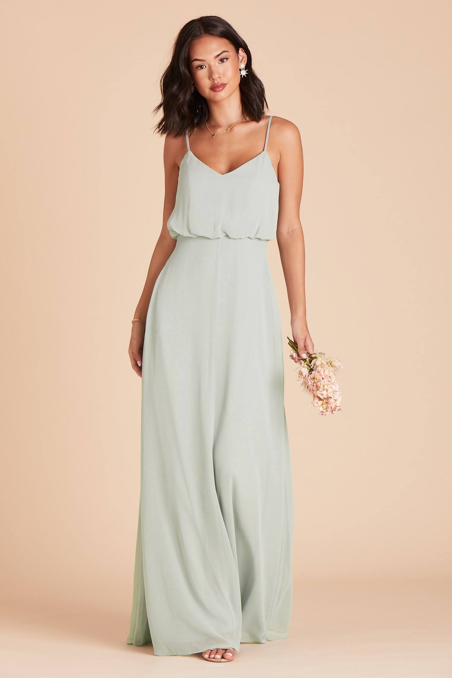 Birdy Grey Gwennie Chiffon Bridesmaid Dress in Sage S / Sage / No Slit
