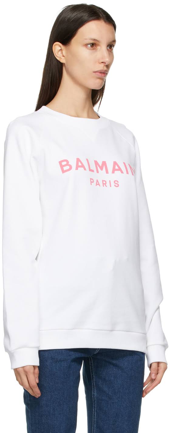 Balmain Logo Cotton Jersey Sweatshirt - White - Sweatshirts