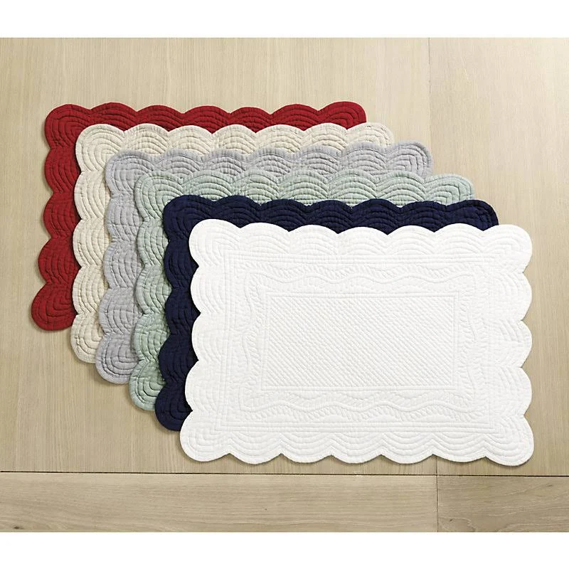 Set of 4 Marseille Rectangular Quilted Placemats Red - Ballard Designs