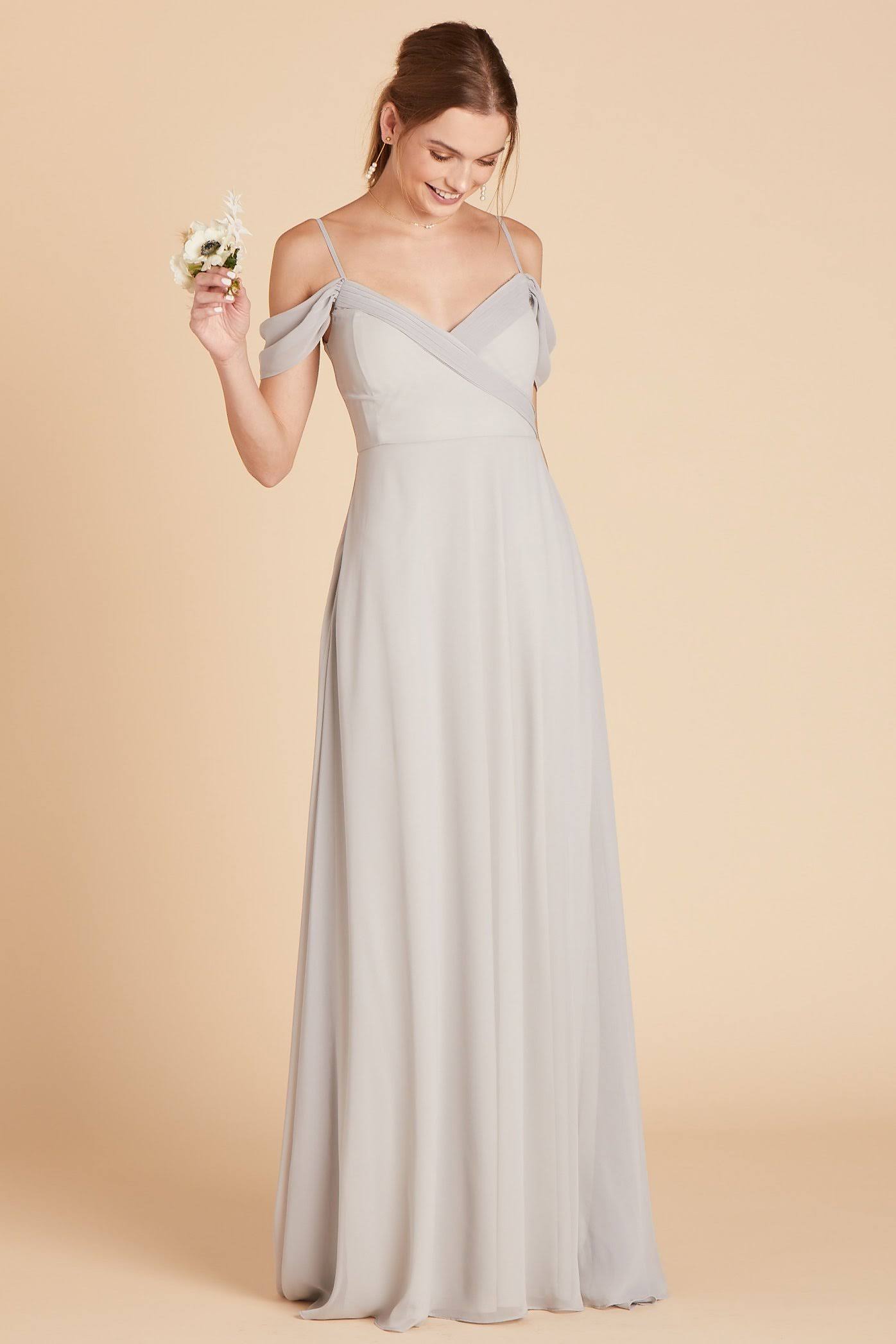 Spence Convertible Chiffon Bridesmaid Dress in Dove Gray S / Dove Gray