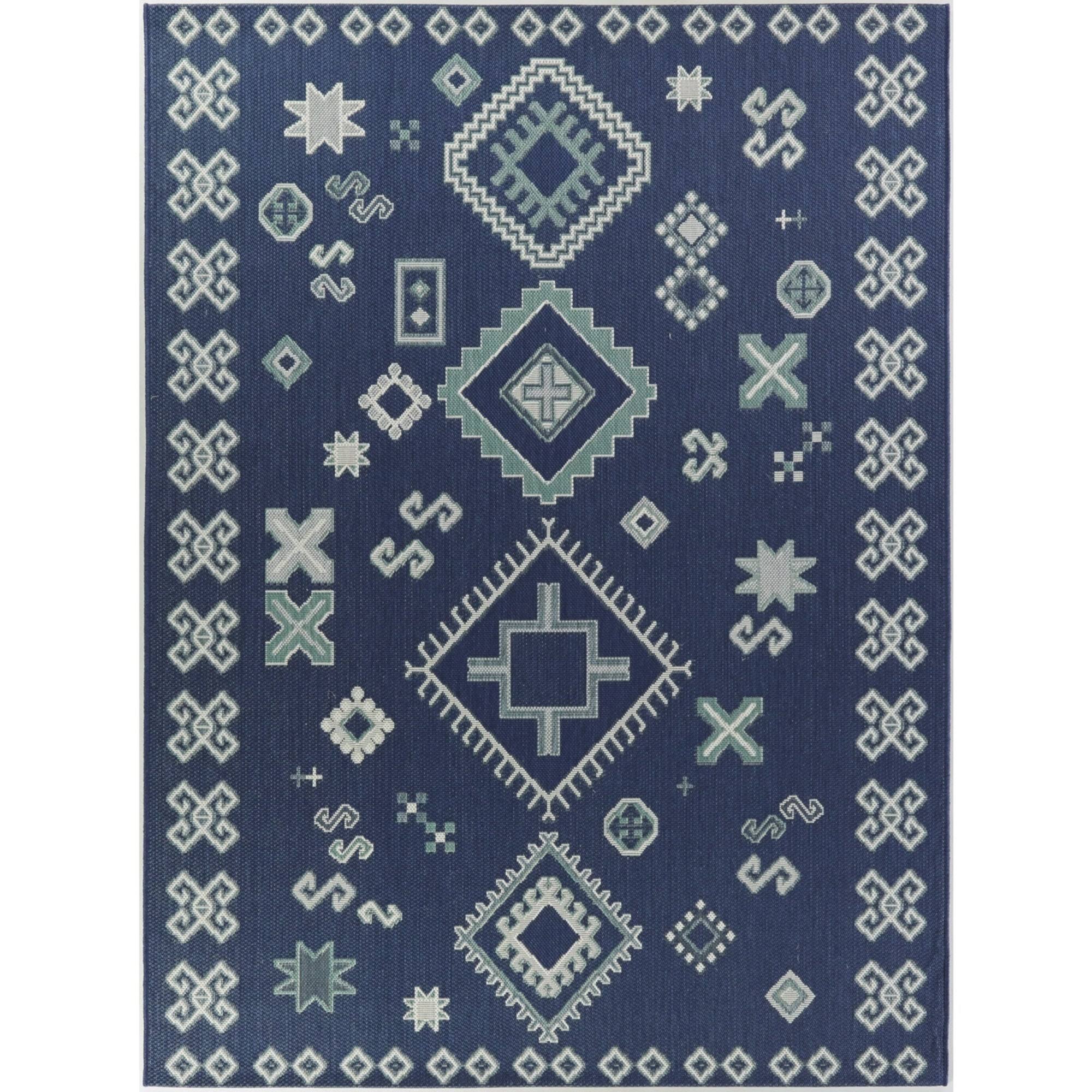 Delgado Southwestern Patio Indoor/Outdoor Area Rug - 5&3x22 x 7& - White
