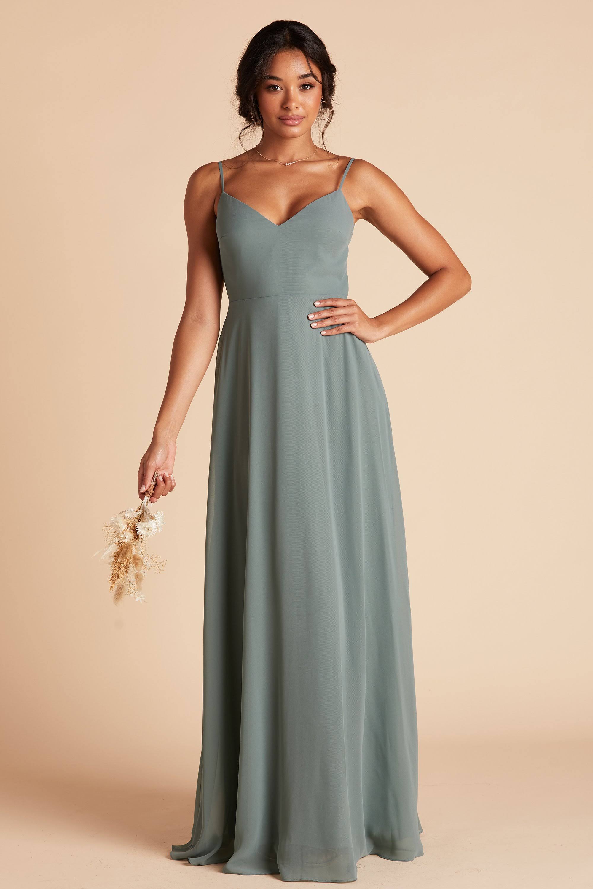 Birdy Grey Devin Convertible Chiffon Bridesmaid Dress in Sea Glass M / Sea Glass / No Slit