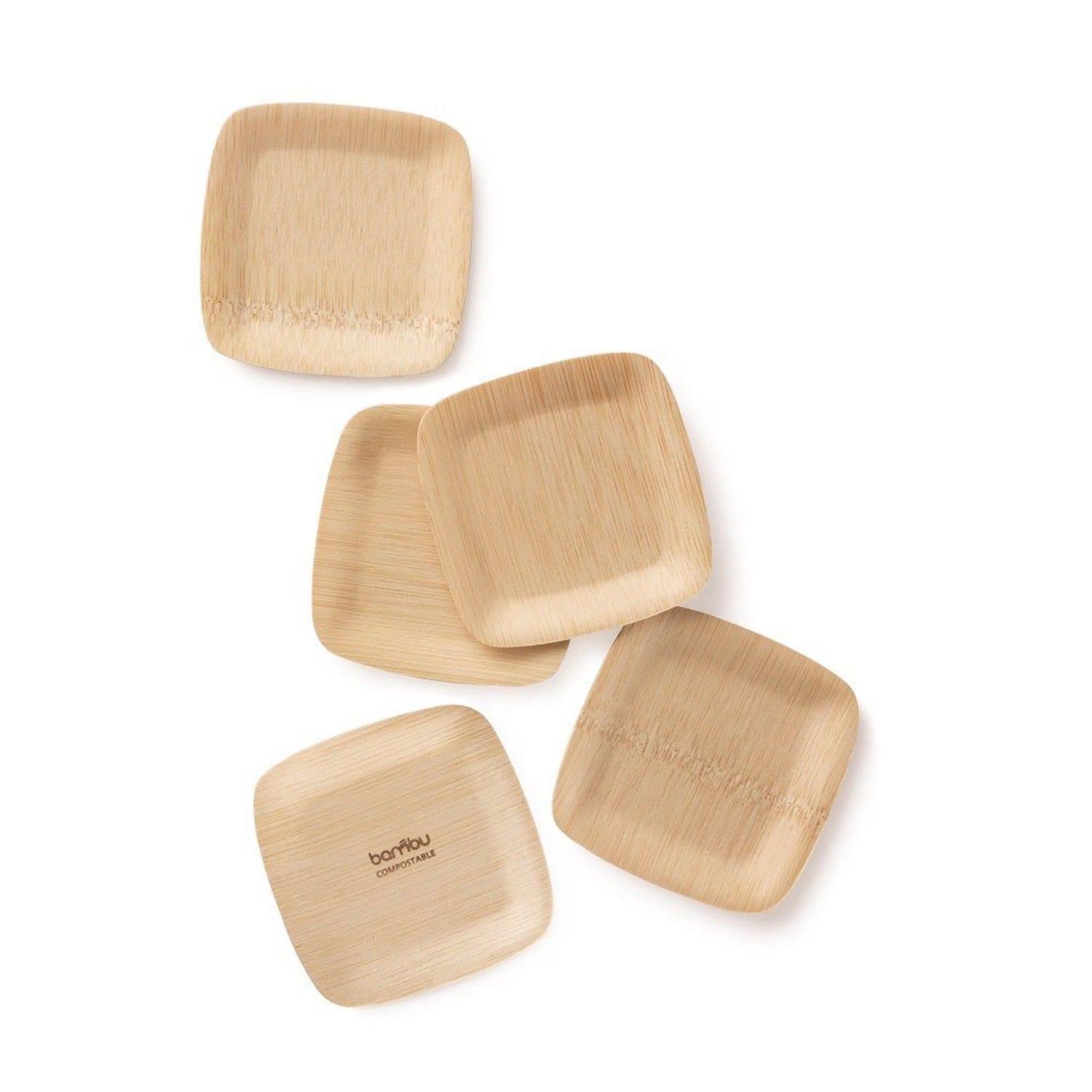 bambu, Veneerware Square Bamboo Plates - 3 1/2 Inches, 250-Pack