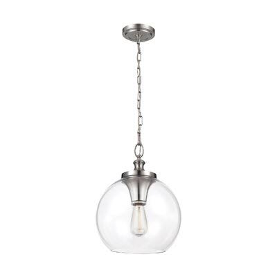 Mercury Row Asellus 1-Light Globe Pendant Finish: Brushed Steel, Size: 15.88x22 H x 12x22 W x 12x22 D