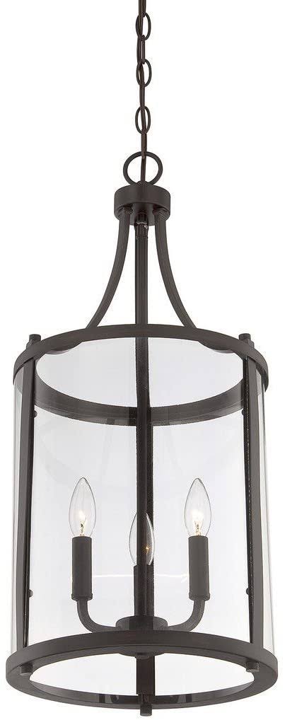 3 - Light Lantern Cylinder Pendant Satin Nickel