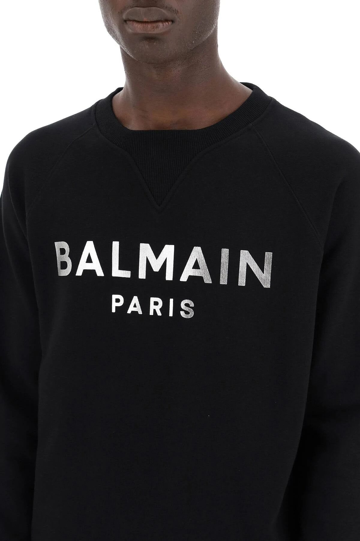Balmain Sweatshirt with Metallic Logo S Black,Silver Cotton