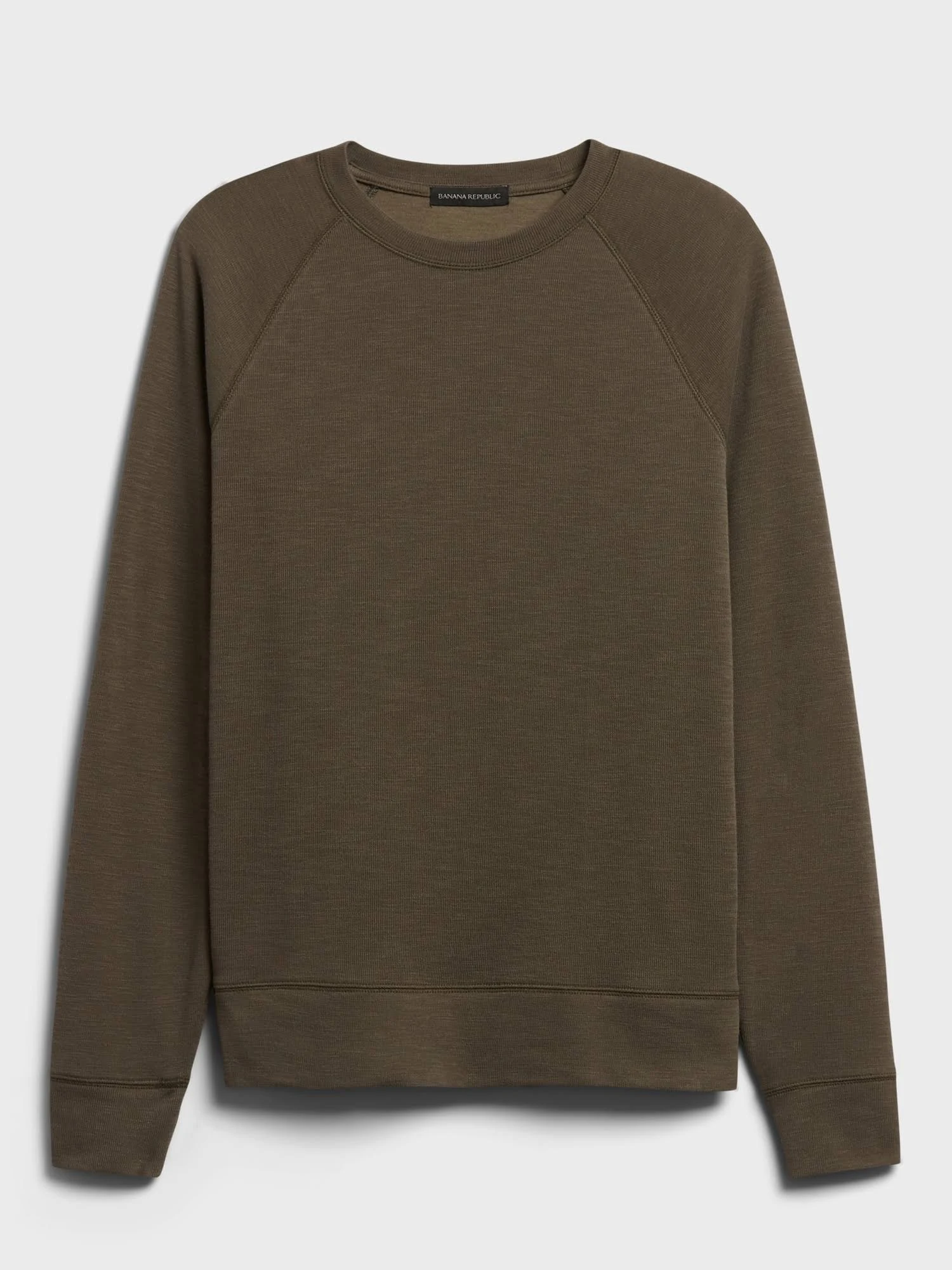Banana Republic Men's Double-Knit Crew-Neck Sweatshirt Cargo Green Size L
