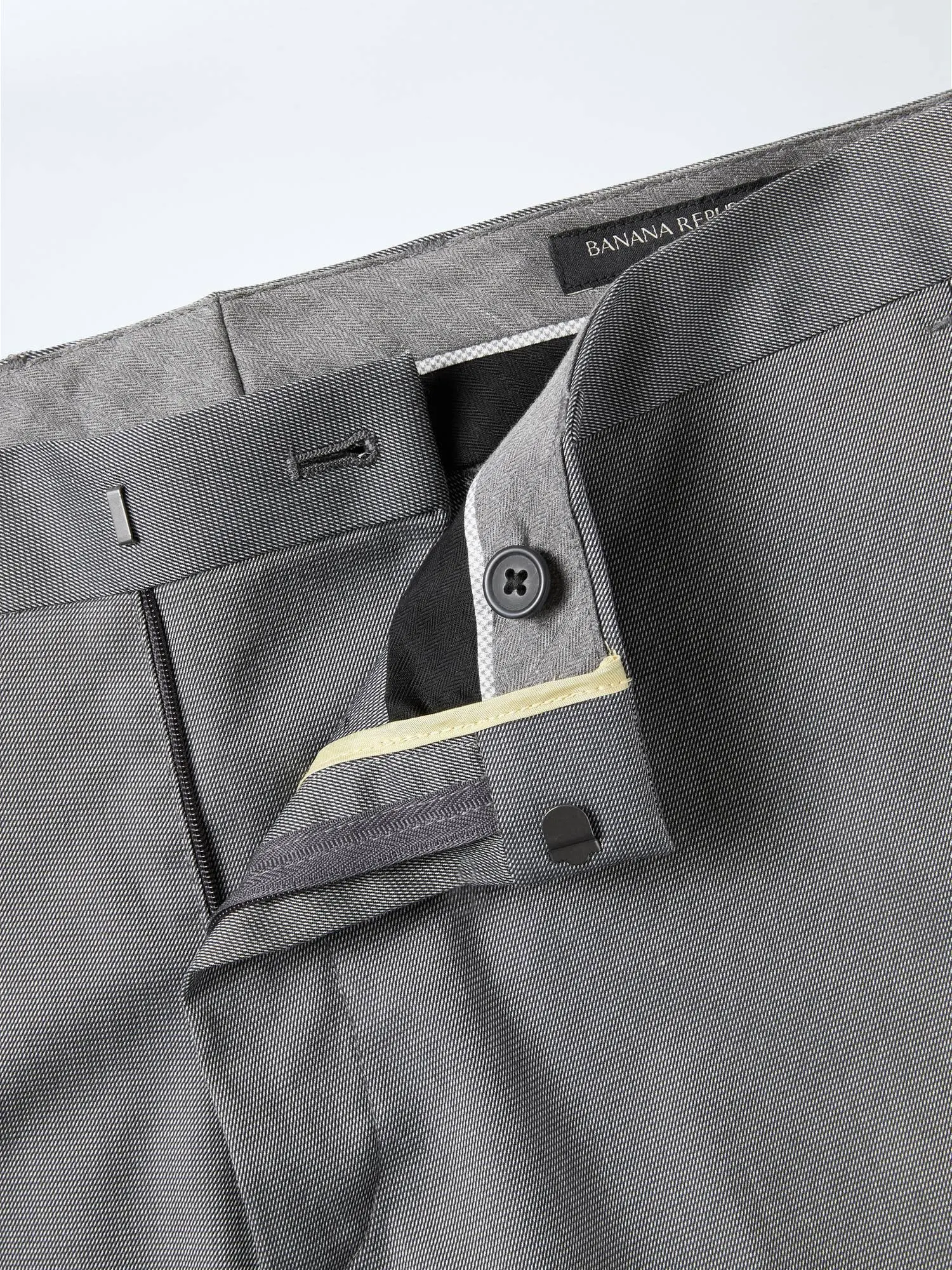 Banana Republic Men's Slim Non-Iron Stretch Cotton Solid Pant Gray Tall Size 34W 36L