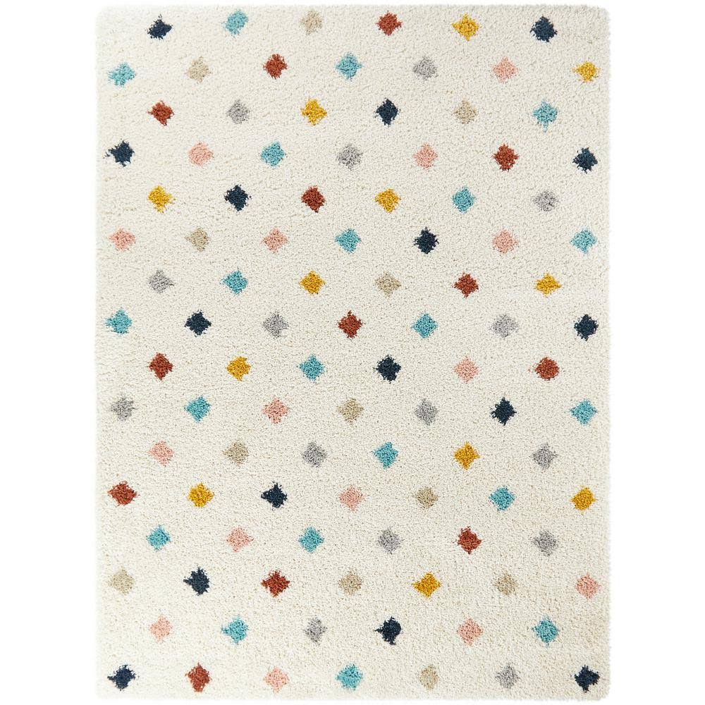BALTA Hudson Diamond Shag White 5 ft. x 7 ft. Area Rug
