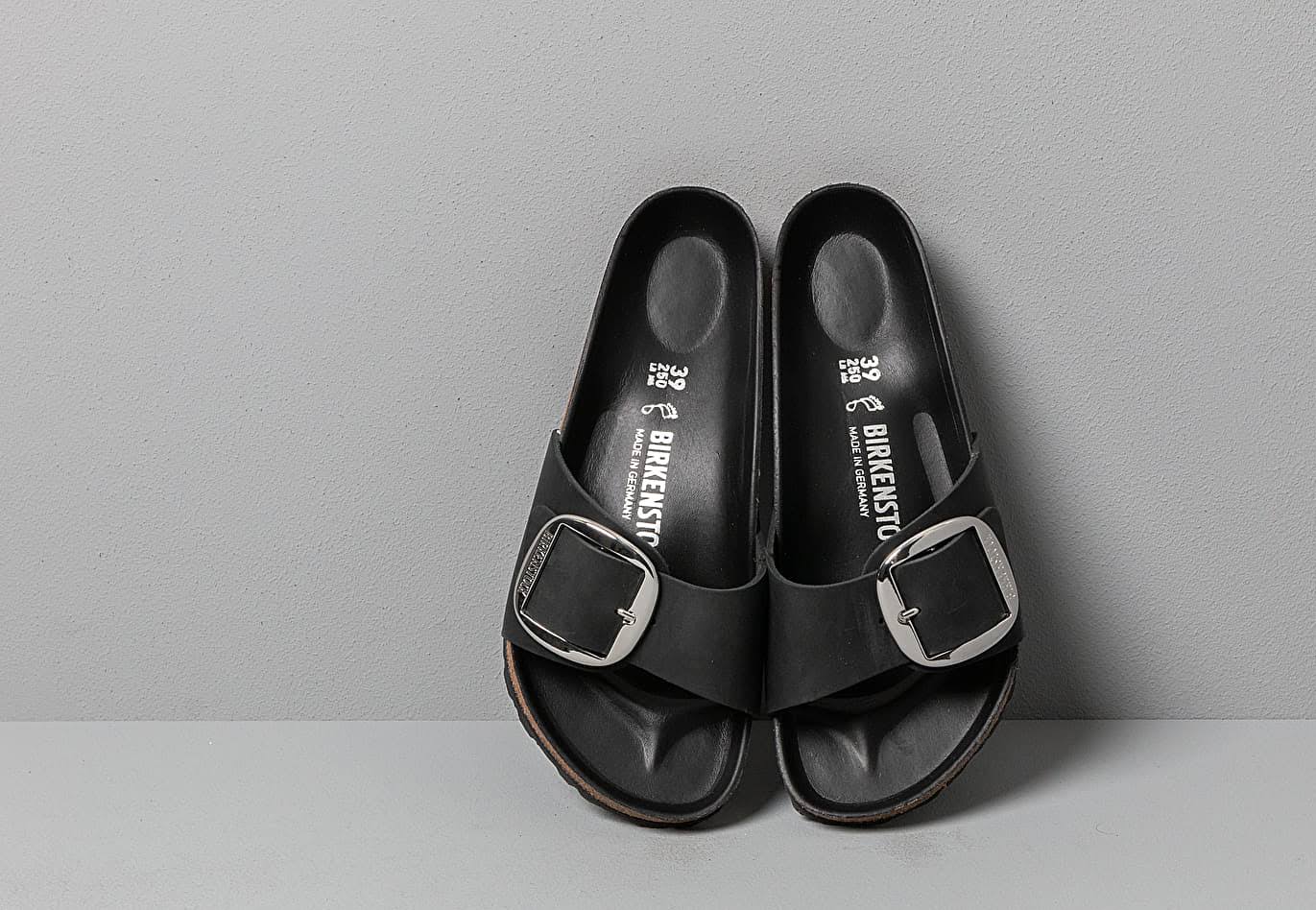 Birkenstock Madrid Big Buckle Oiled Leather Sandals - Black