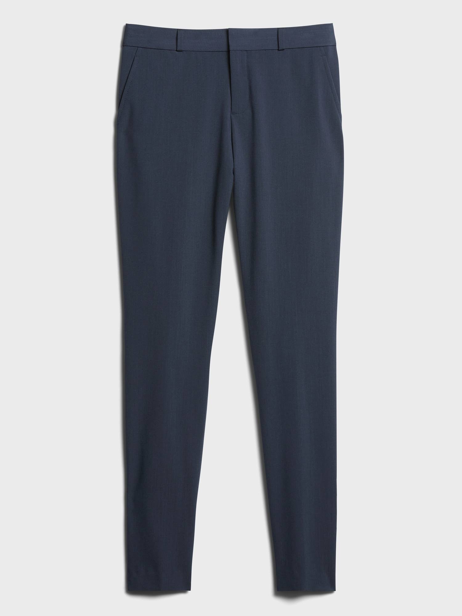Banana Republic Women's Petite Ryan Slim Straight-Fit Washable Italian Wool Pant Navy Petite Size 14