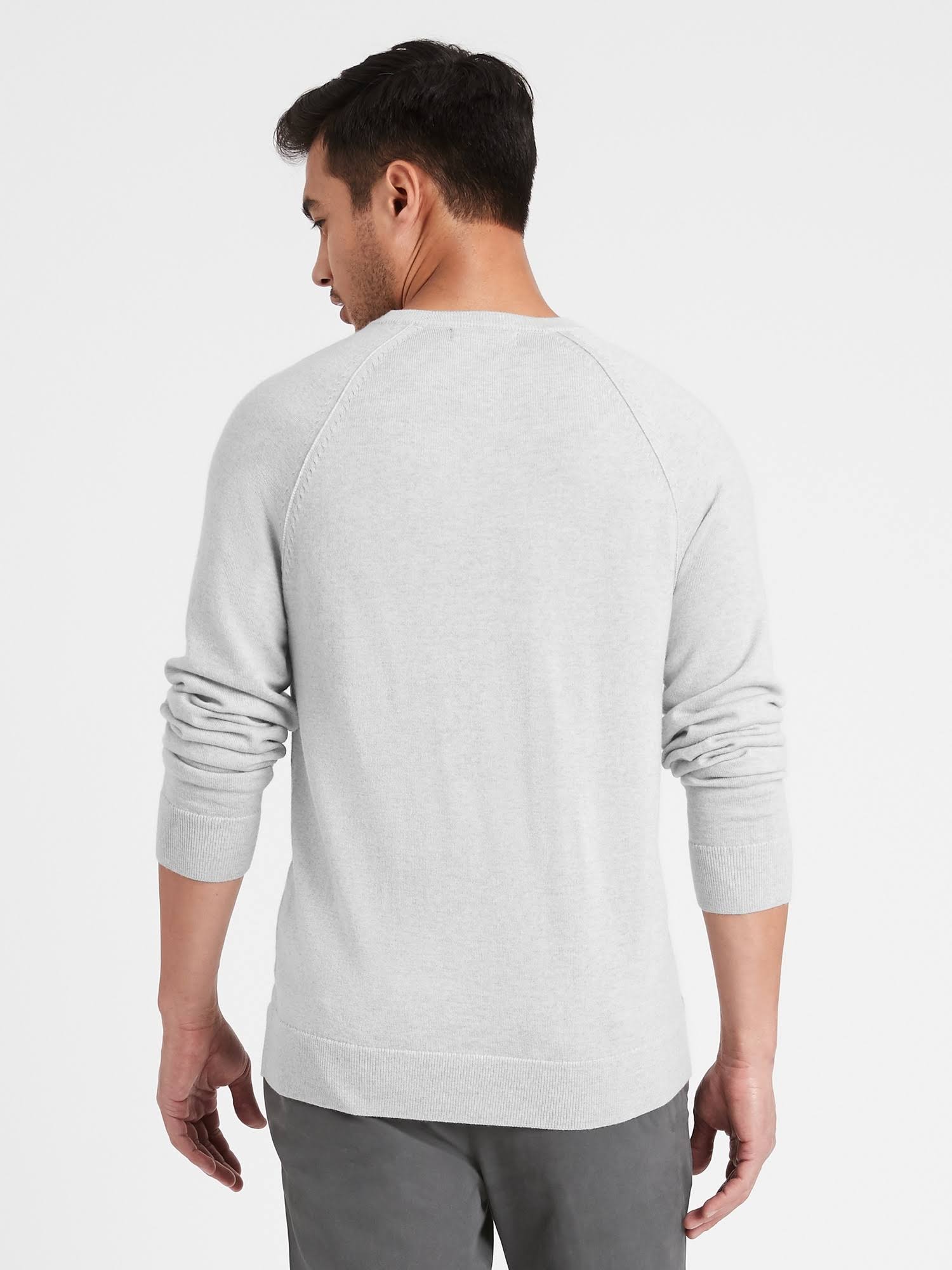 Banana Republic Men's Italian Merino Crew Sweater-Neck Sweater Pale Gray Size S