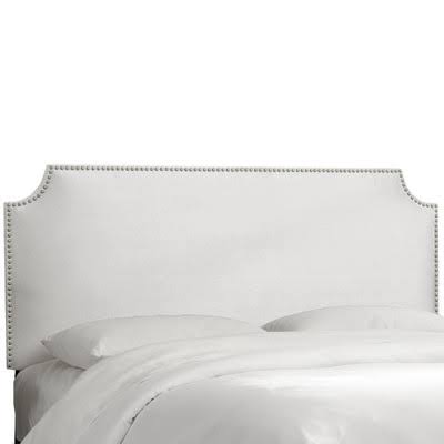 Alamak Velvet Notched Nail Button Upholstered Panel Headboard Willa Arlo Interiors Size: California King, Color: White