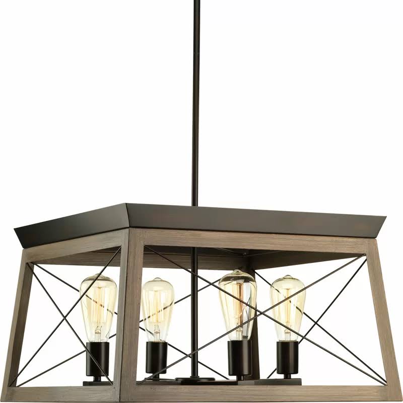Delon 4 - Light Lantern Rectangle Chandelier Finish: Antique Bronze