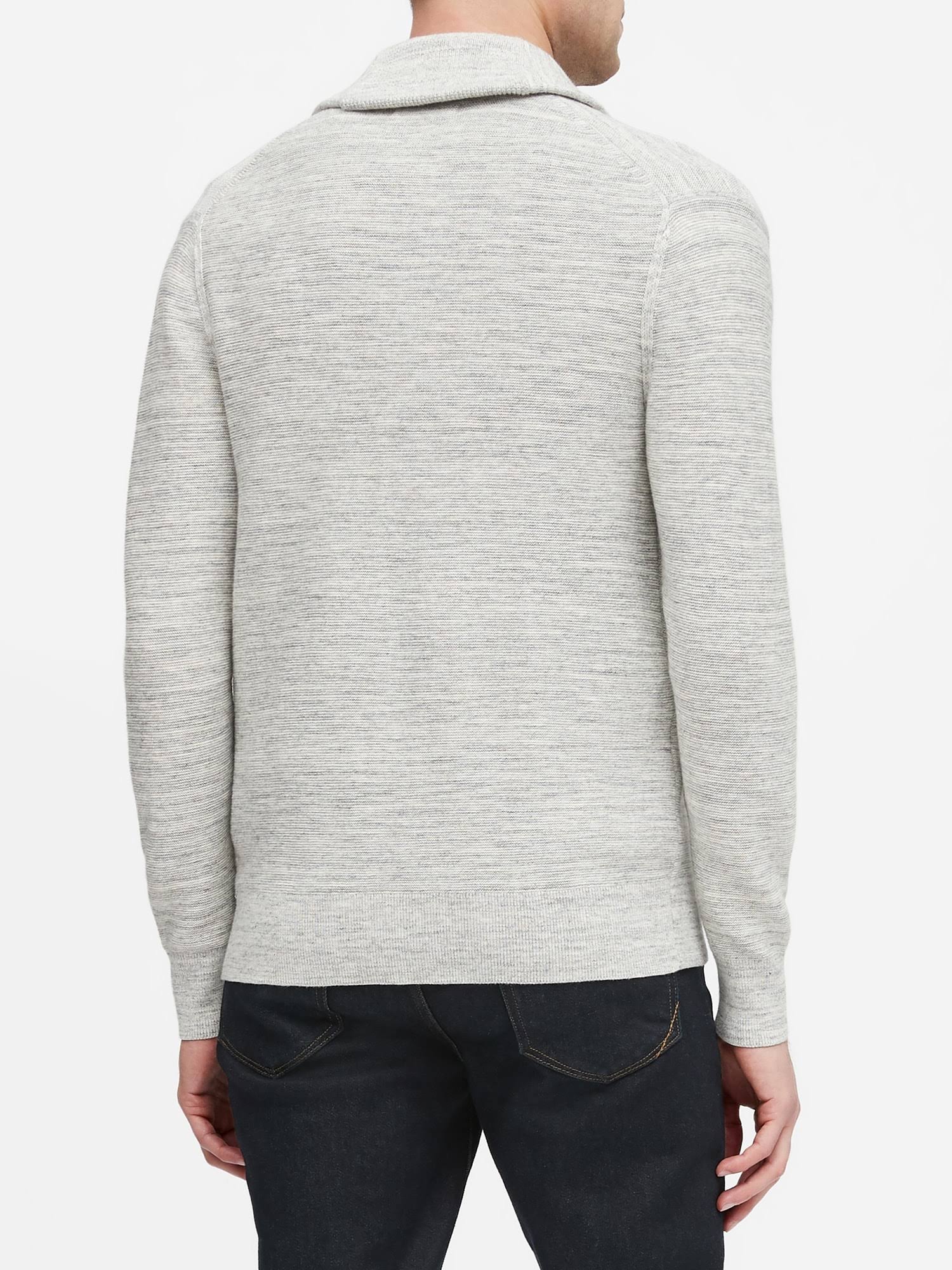 Banana Republic Men's Cotton Shawl-Collar Cardigan Sweater Charcoal Gray Size L