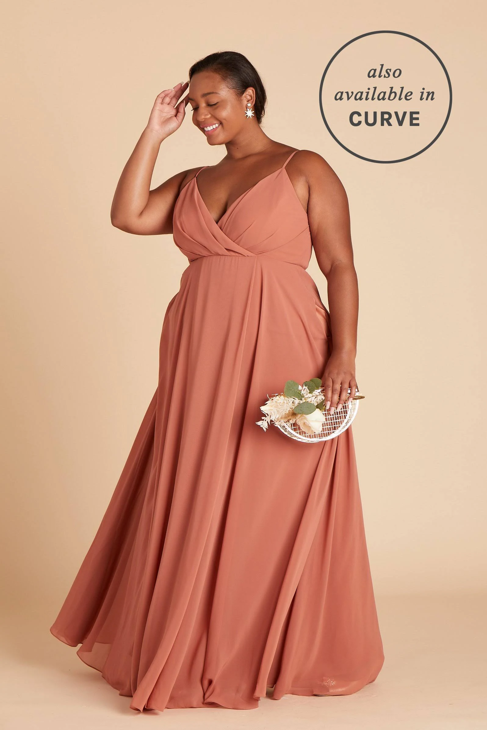 Birdy Grey Kaia Chiffon Bridesmaid Dress in Terracotta XXL / Terracotta