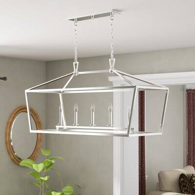 Israel 5 - Light Kitchen Island Linear Pendant Finish: Polished Nickel