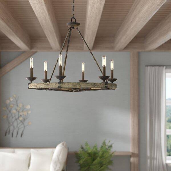 Yasmin 6-Light Candle Style Wagon Wheel Chandelier