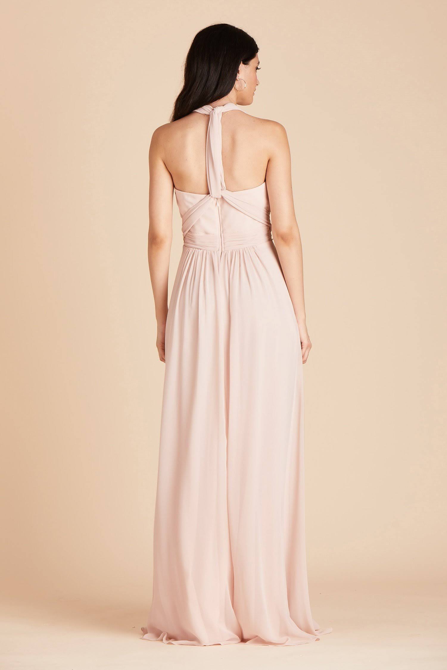 Birdy Grey Grace Convertible Chiffon Bridesmaid Dress in Pale Blush XL / Pale Blush / No Slit
