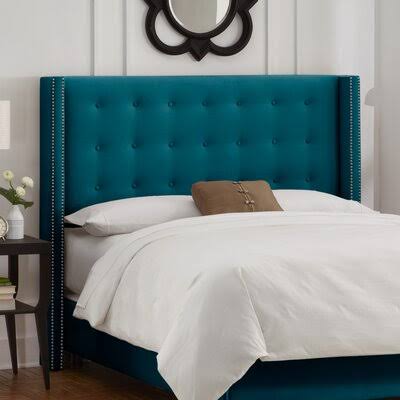 Lollis Wood Frame Upholstered Wingback Headboard Size: California King, Upholstery: Mystere Peacock