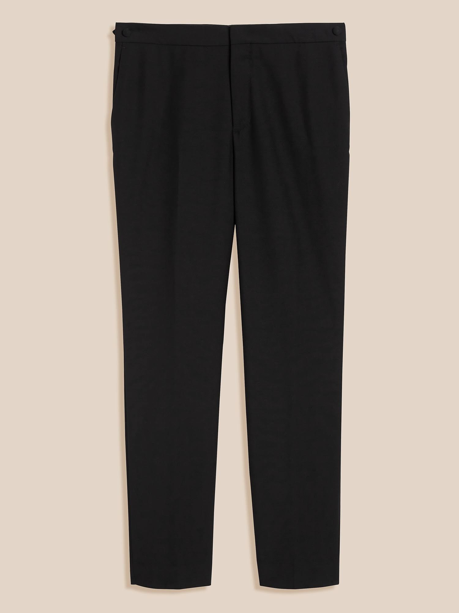 Banana Republic Men's Slim Tapered Italian Wool Tuxedo Pant Black Size 36W 34L