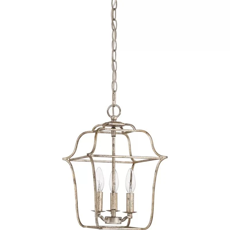 Chloe 3 - Light Lantern Geometric Pendant - Century Silver Leaf