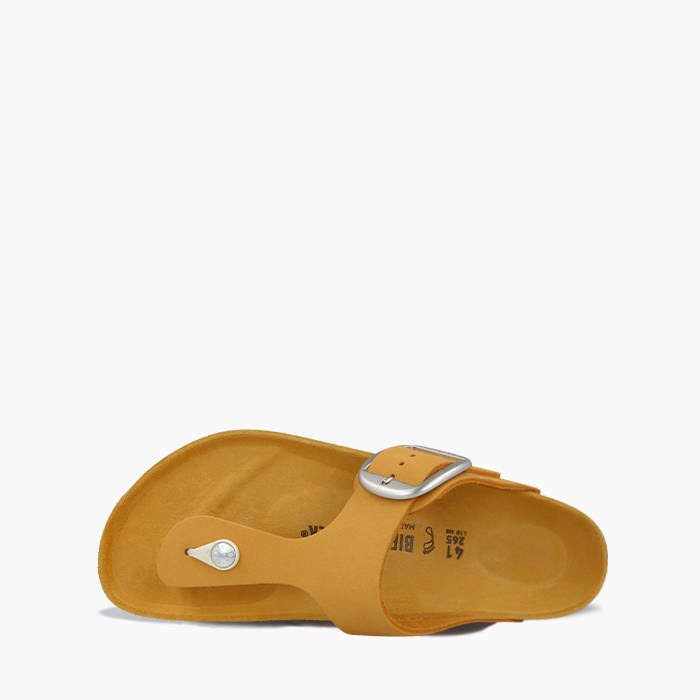 Birkenstock Gizeh Big Buckle Nubuck Leather Apricot Thong Sandals