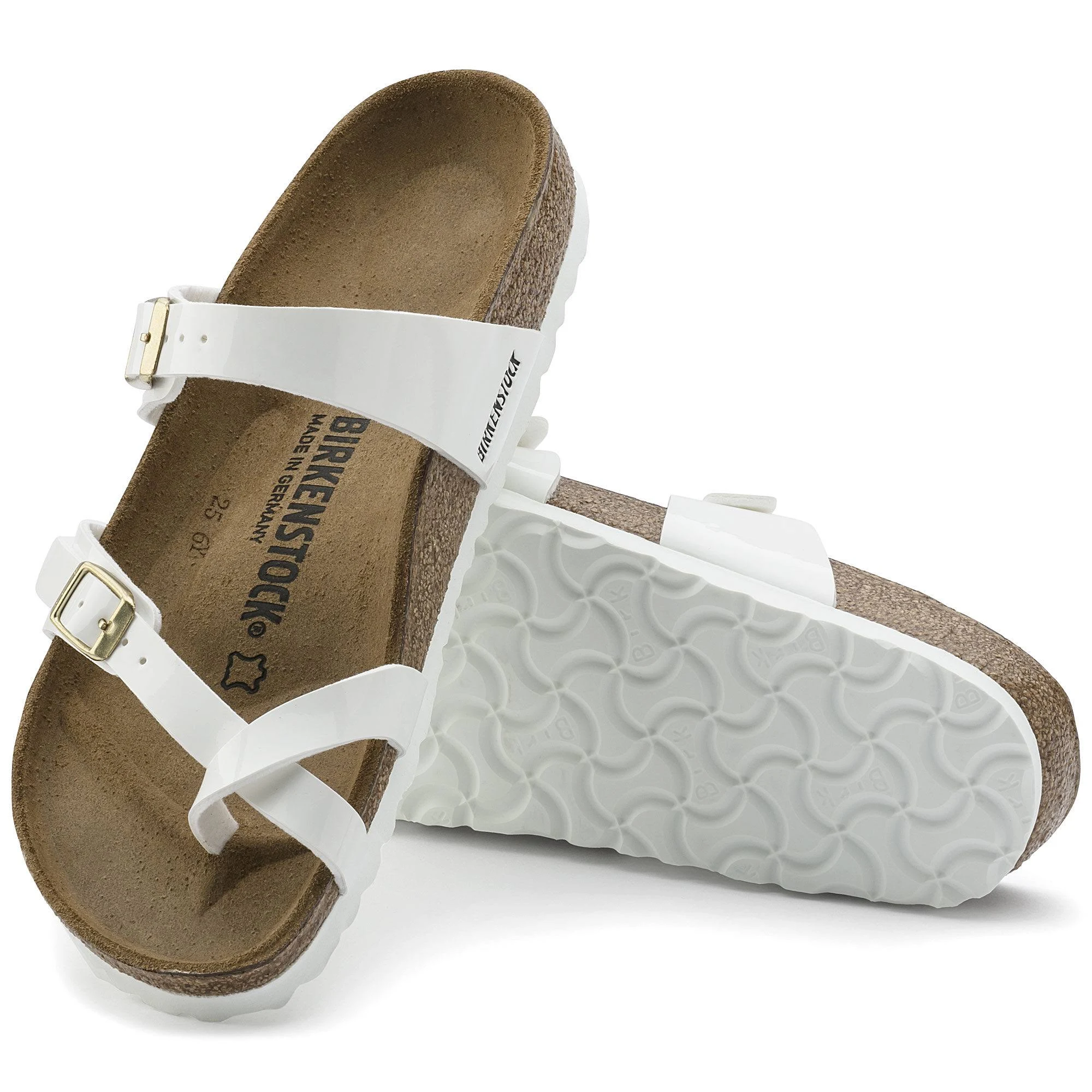 Birkenstock Mayari Birko-Flor Patent White Thong Sandals