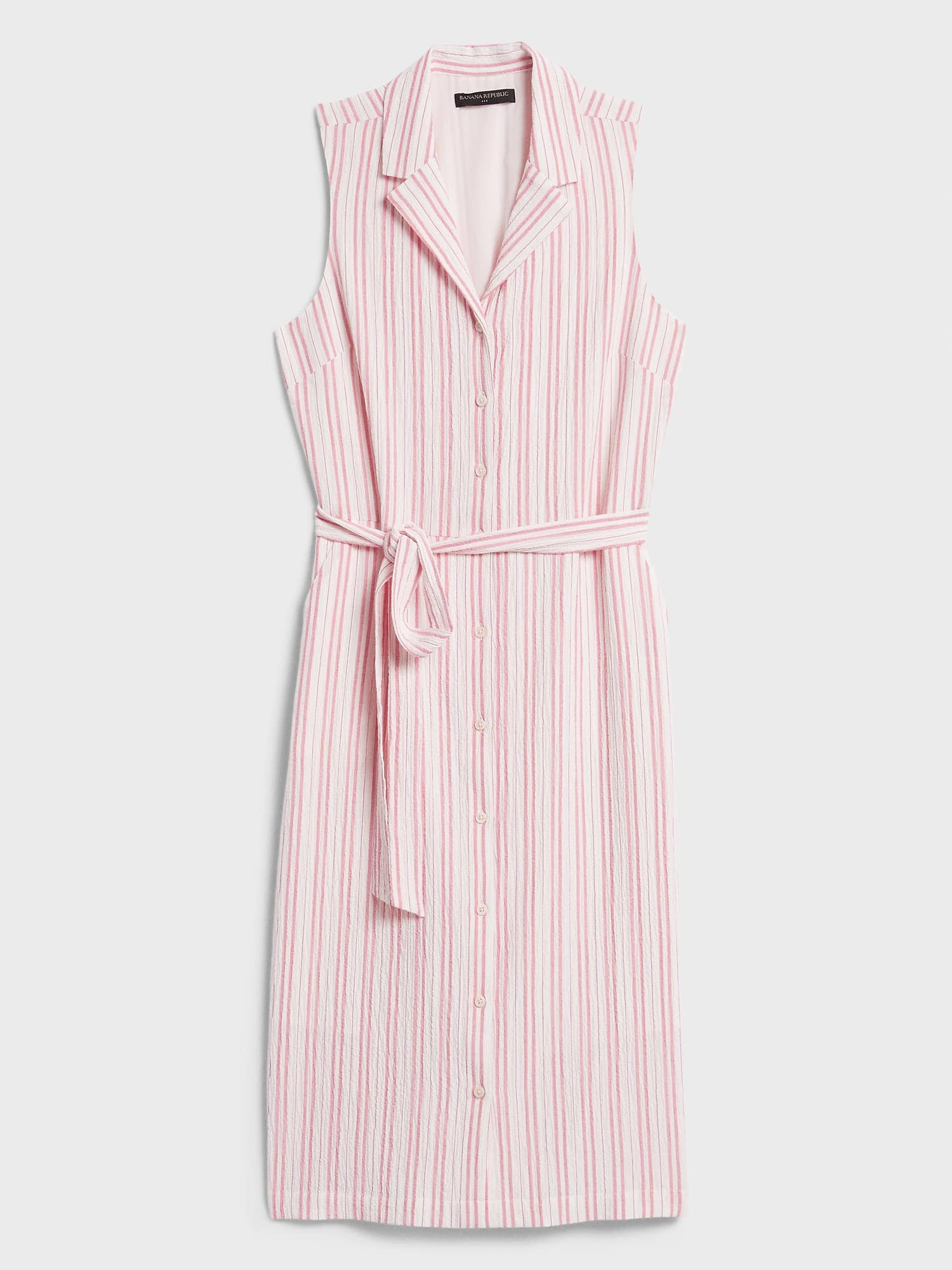 Banana Republic Factory Women's Crinkle Striped Shirt Dress Pink Stripes Big and Tall Size 6