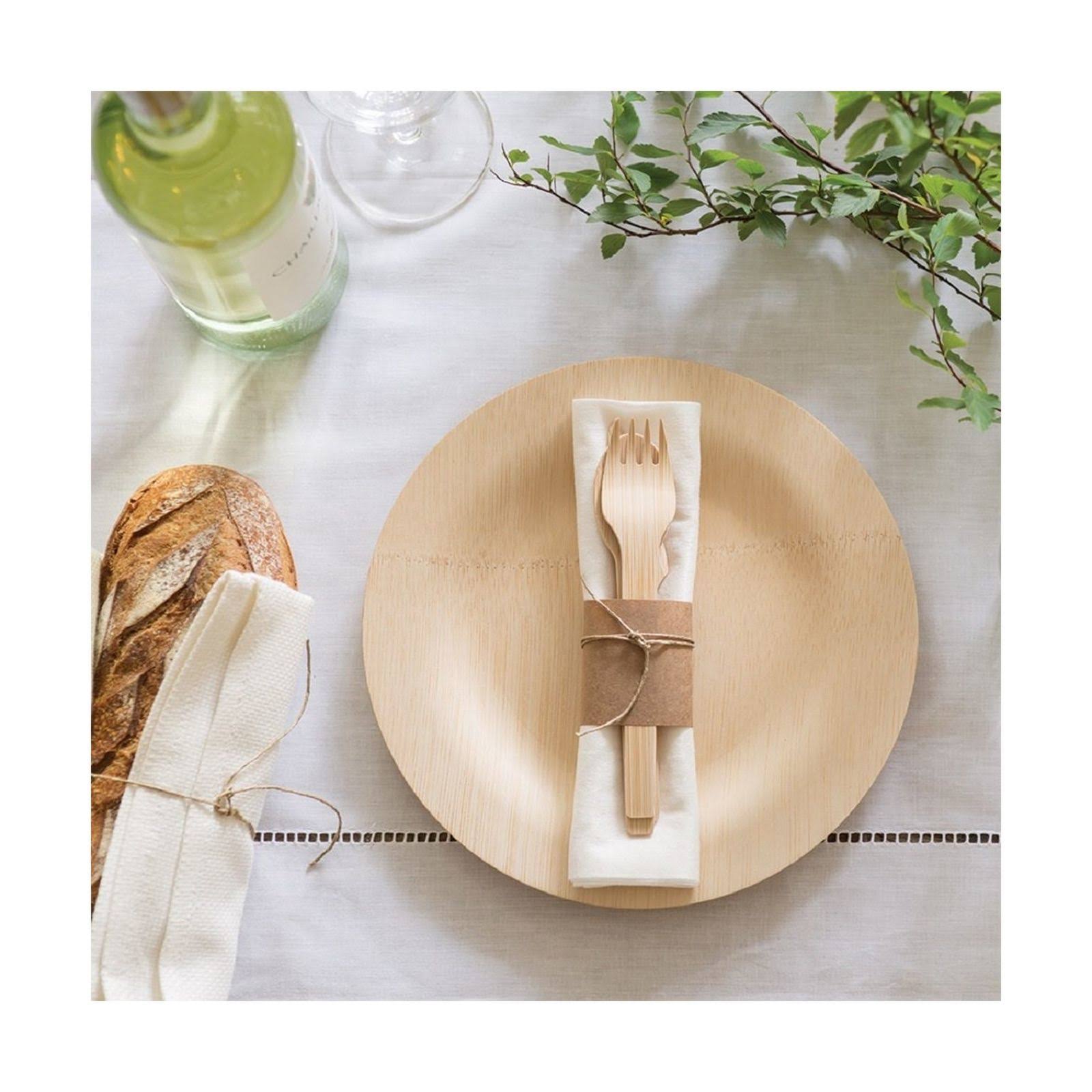 Bambu Veneerware Round Bamboo Plates 9 Inches 25