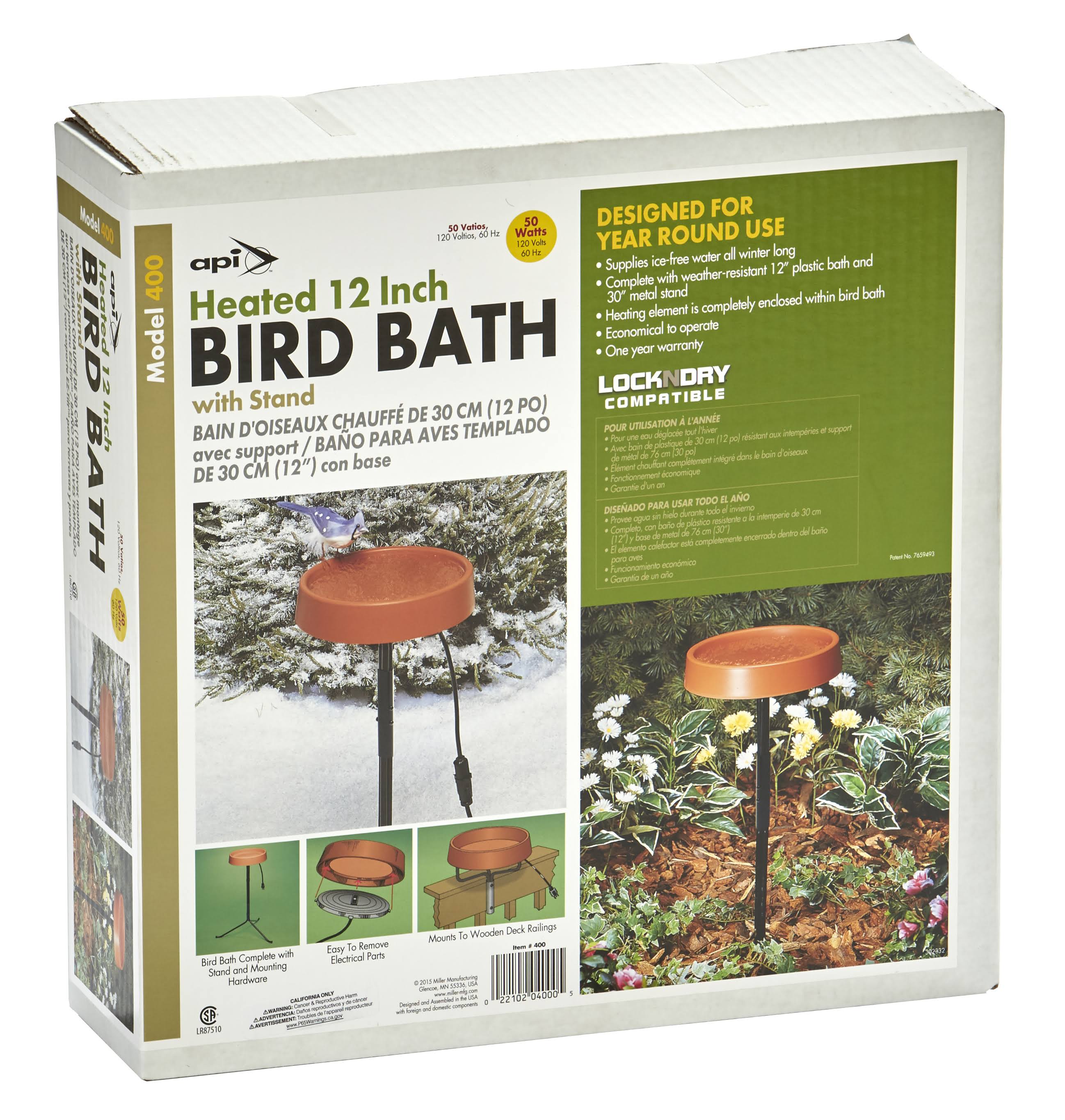 12-Inch Heated Bird Bath with Metal Stand