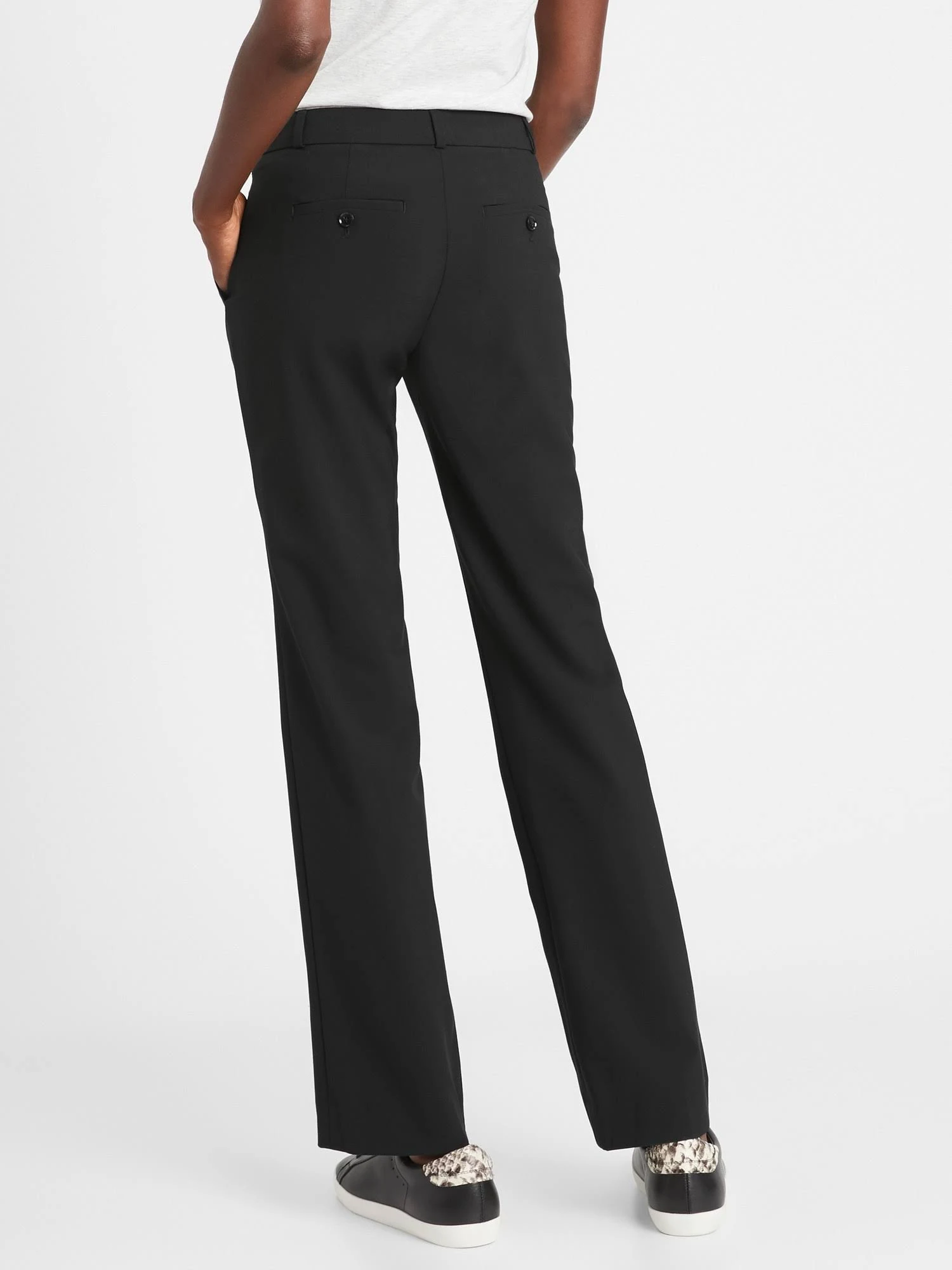 Banana Republic Women's Logan Trouser-Fit Washable Wool-Blend Pant Black Size 6 Regular