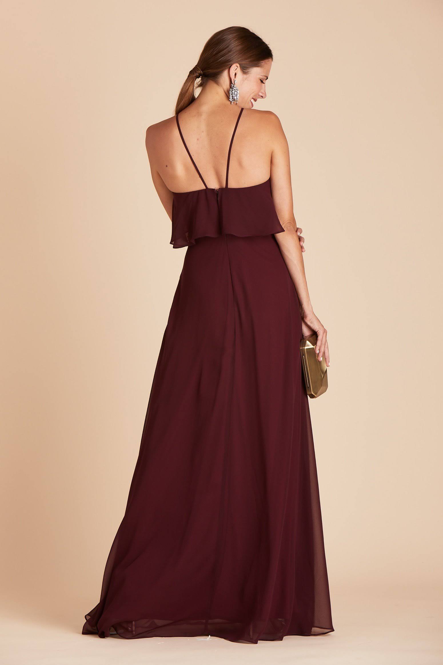Birdy Grey Jules Chiffon Bridesmaid Dress in Cabernet L / Cabernet