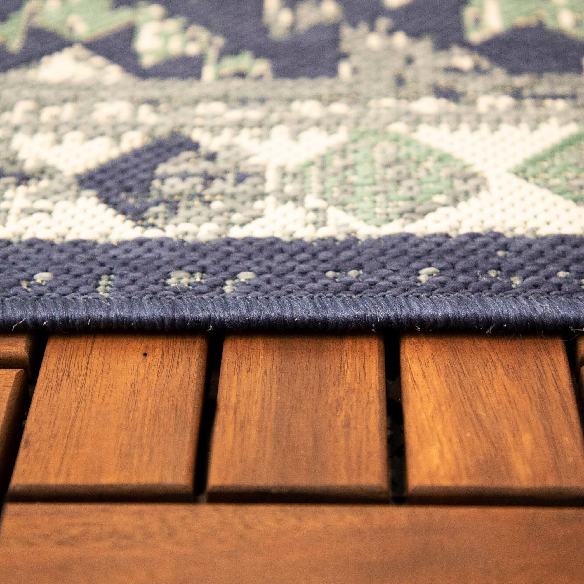 Augusto Border Indoor/Outdoor Area Rug - 2& x 7& Runner - Dark Blue