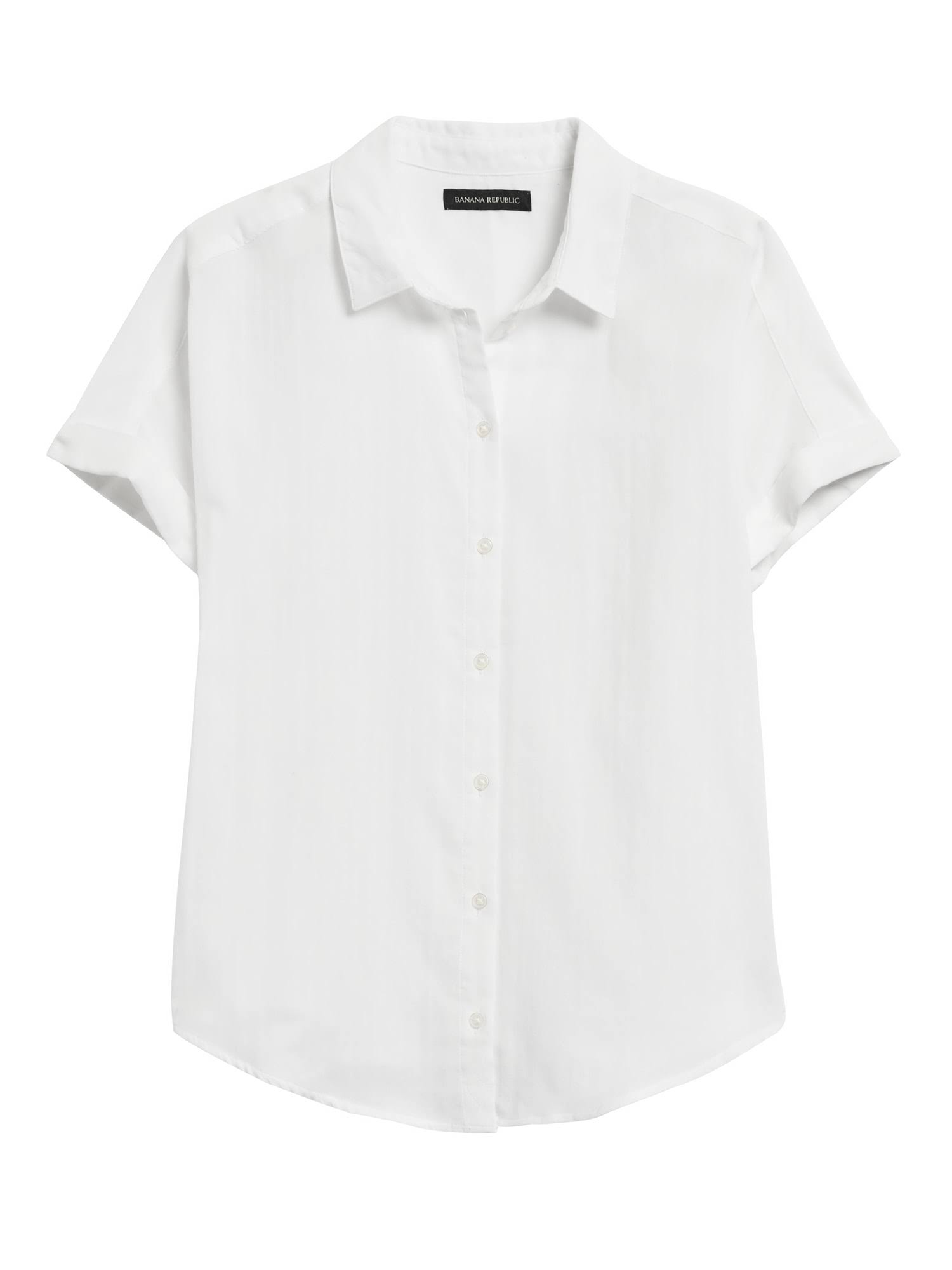 Banana Republic Women's Cotton Gauze Roll-Cuff Shirt Pure White Size L