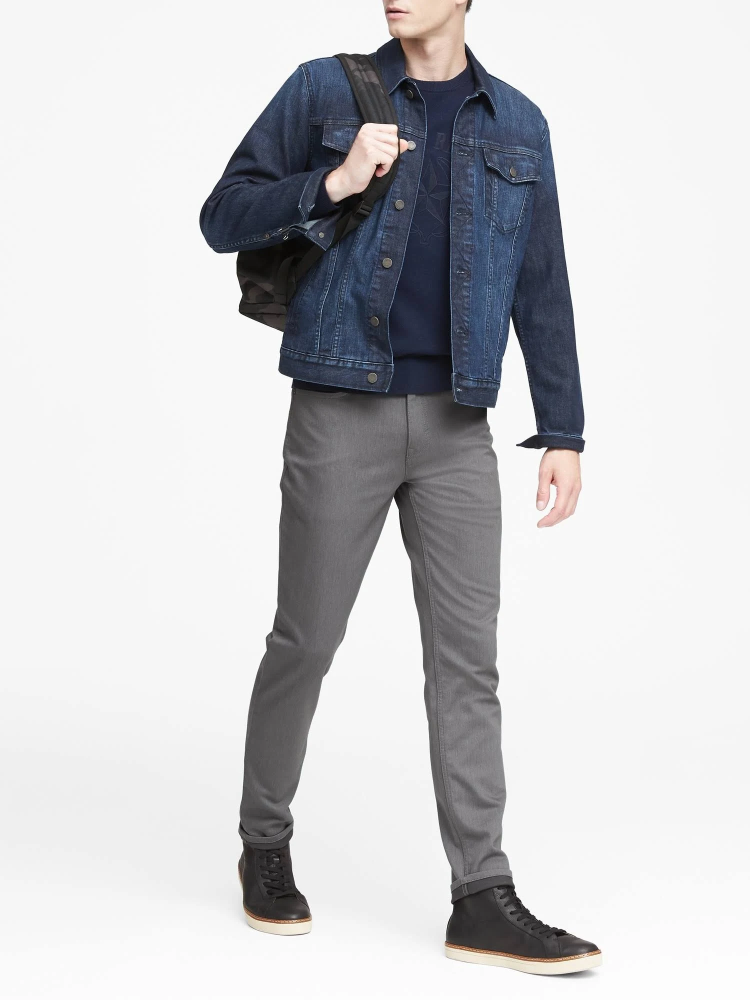 Banana Republic Men's Athletic Tapered Heathered Traveler Pant Smoke Gray Size 33W 32L