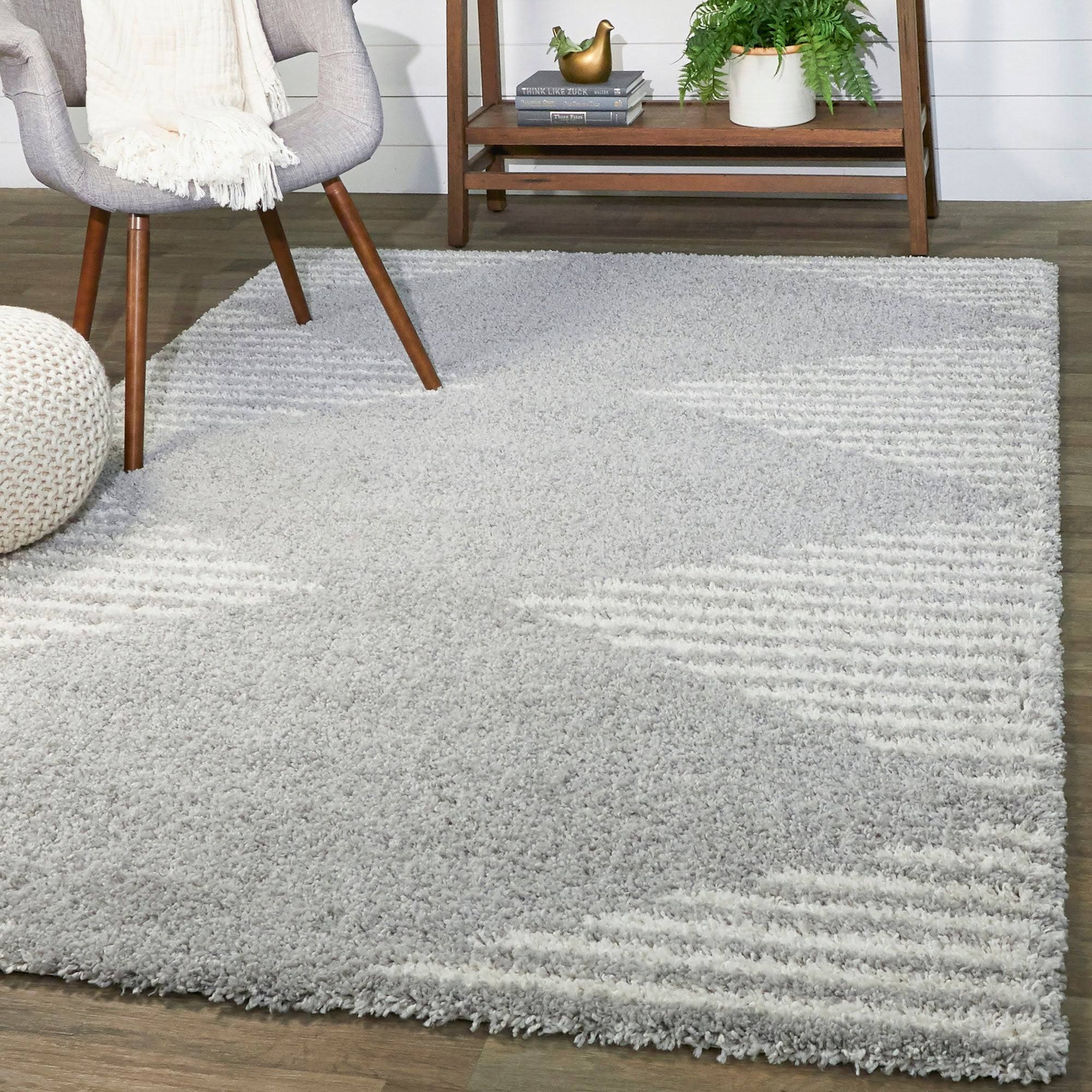 BALTA Hughes Grey 5 ft. x 7 ft. Striped Shag Area Rug