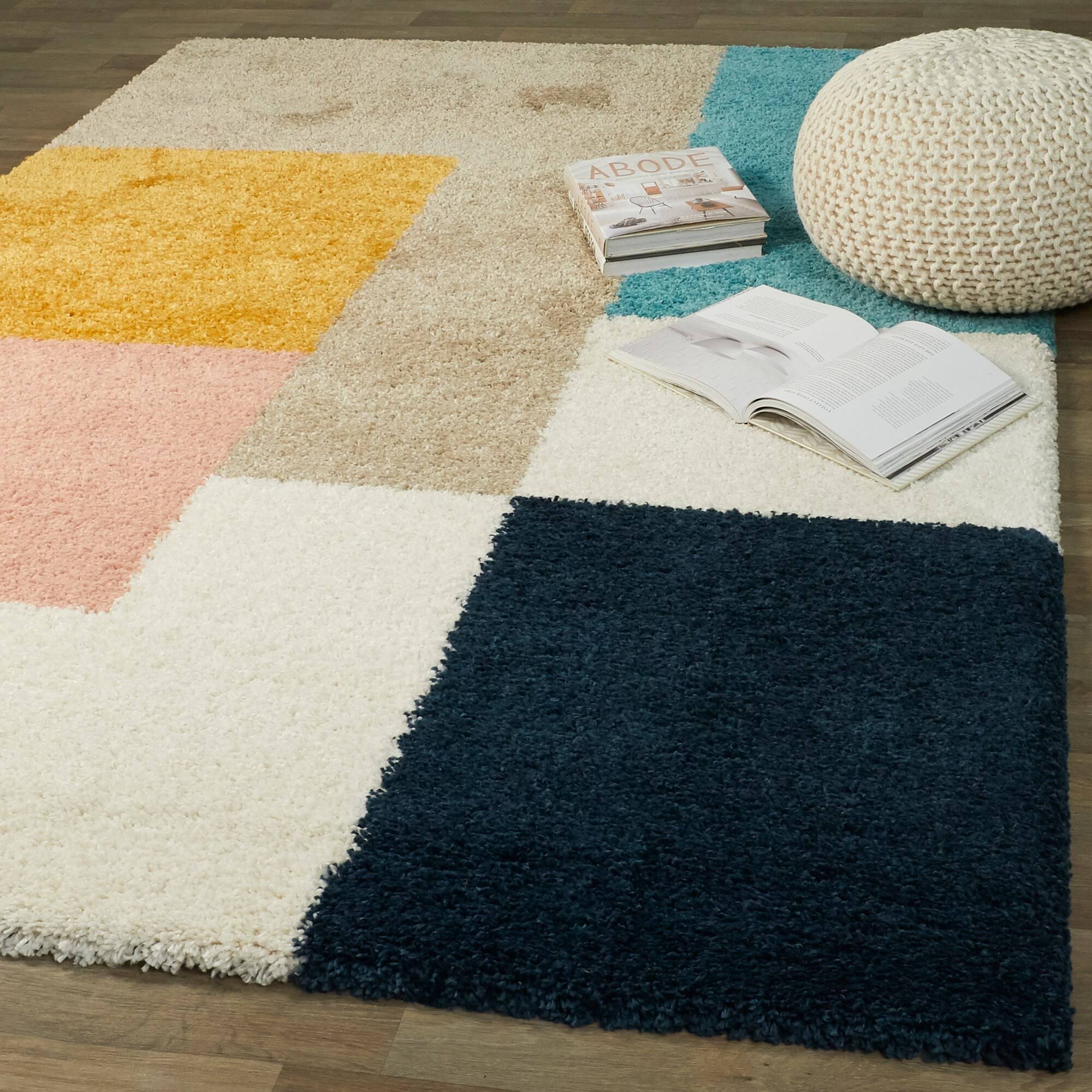 BALTA Joshua Modern Color Block Berber Shag Area Rug - 2&7x22 x 7& Runner - Multicolor