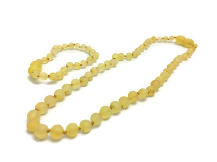 Raw Lemon Set Baltic Amber Necklace for Baby, Infant, Toddler, Kids.