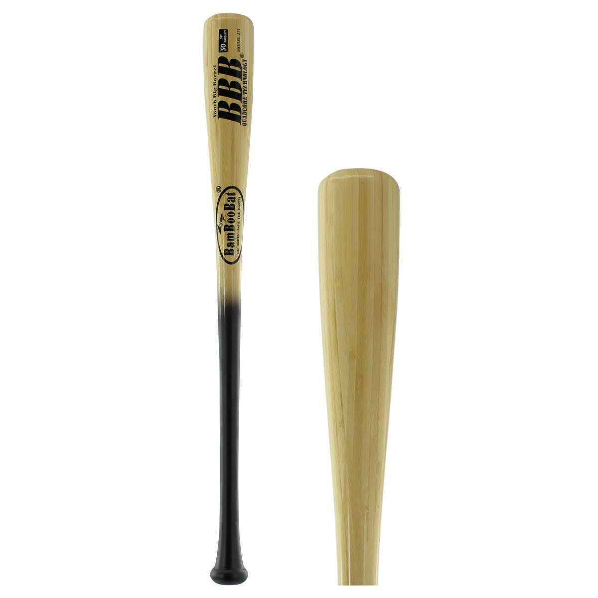 BamBooBat Youth Big Barrel Bamboo Wood Baseball Bat: YBB-HBBN