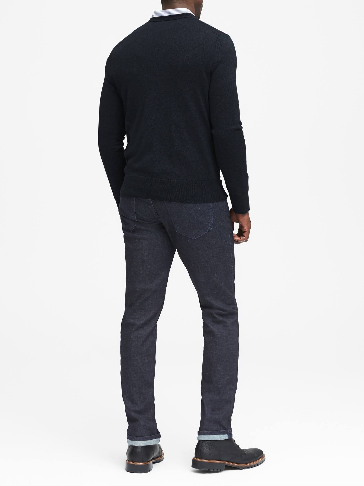 Banana Republic Men's Silk Cotton Cashmere V-Neck Sweater Midnight Navy Size M