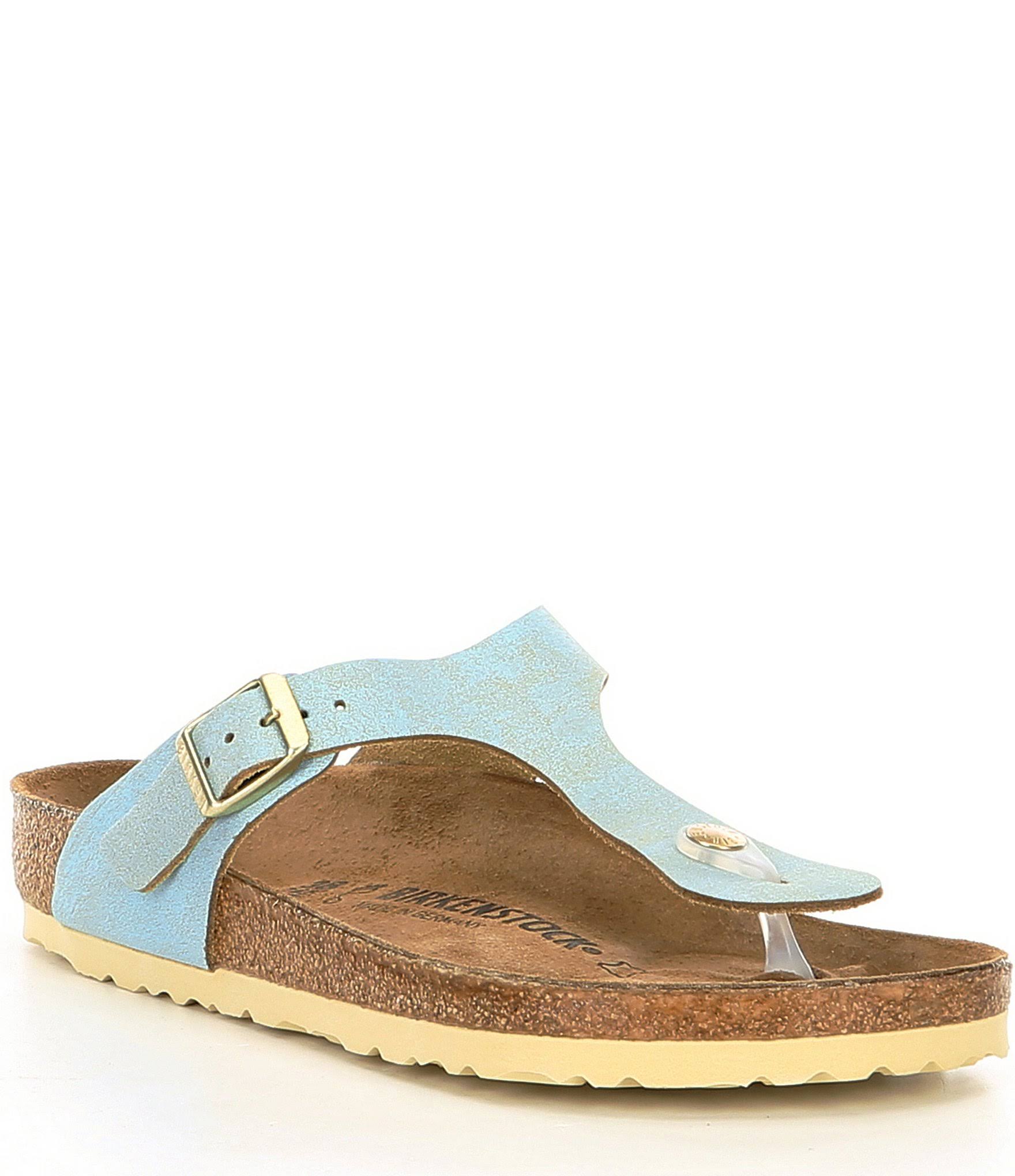 Birkenstock Gizeh - Leather (Washed Metallic Aqua) Women's Sandals
