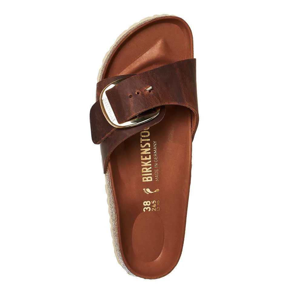 Birkenstock Madrid Big Buckle Oiled Leather Sandals - Cognac