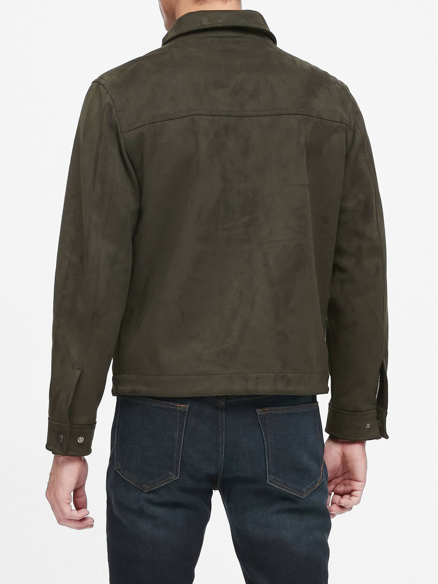 Banana Republic Men's Vegan Suede Trucker Jacket Wilderness Green Size L