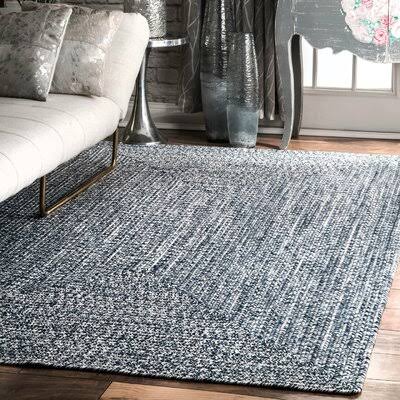 Handmade Braided Blue/White Area Rug Rug Size: Rectangle 5& x 8&