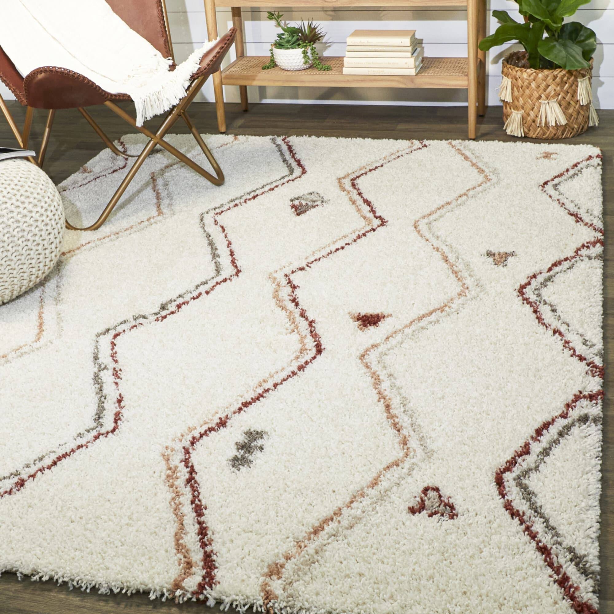 Kallos Tribal Shag Area Rug - 7&10x22 x 10& - Rust