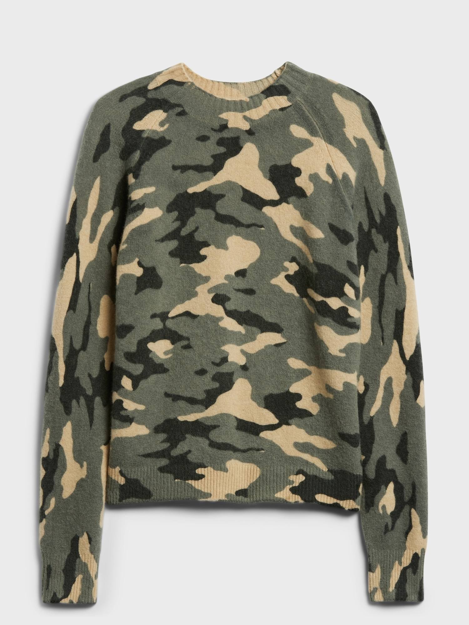 Banana Republic Women's Aire Camo Sweater Olive Green Camo Size Xs