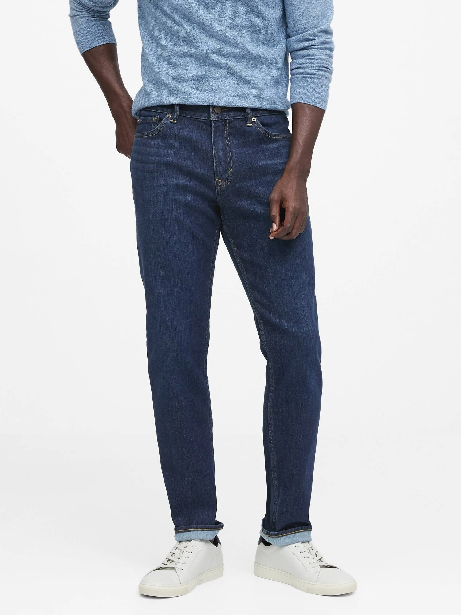 Banana Republic Men's Athletic Tapered Rapid Movement Denim Jean with Coolmax Technology Medium Wash Size 28W 32L