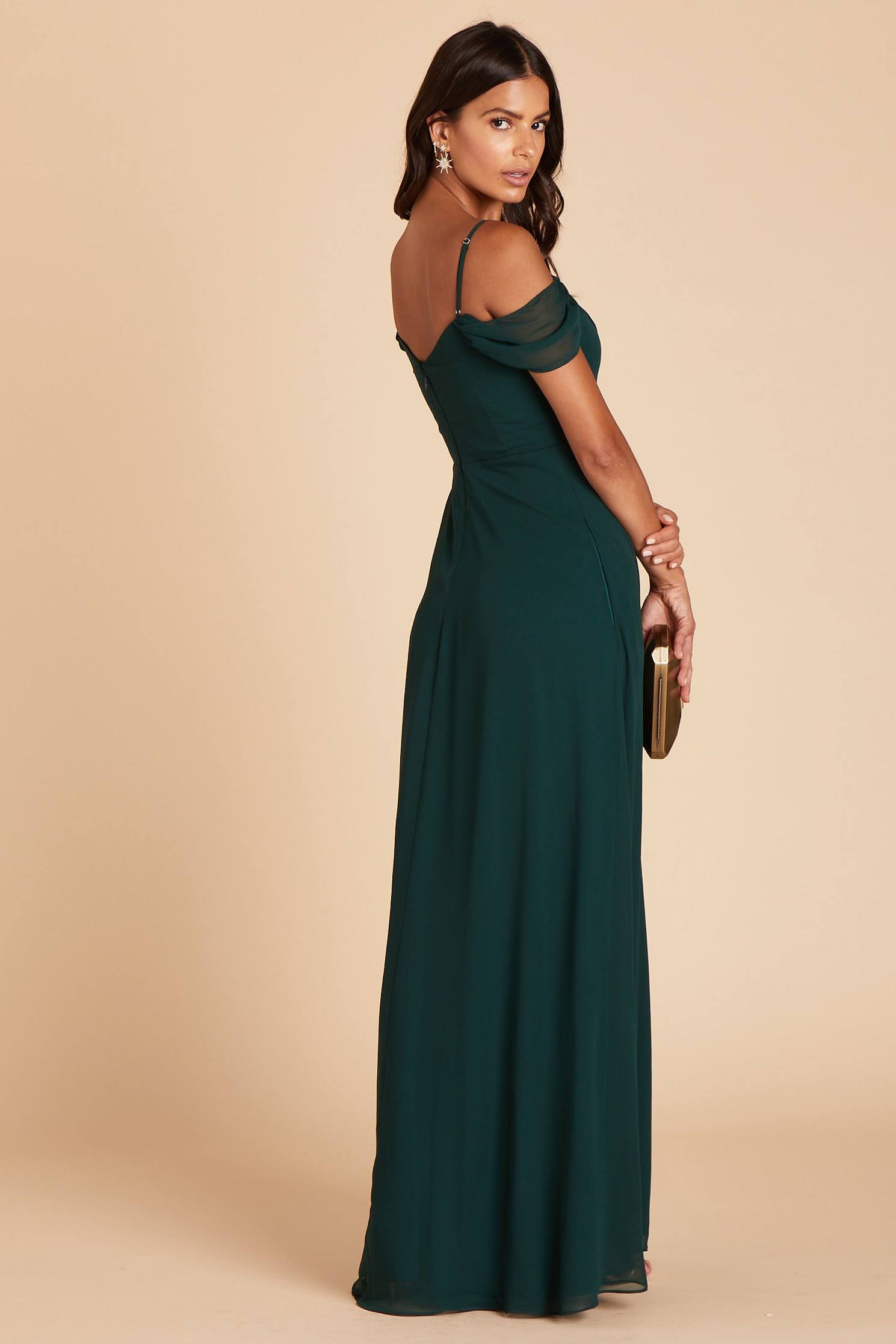 Birdy Grey Spence Convertible Chiffon Bridesmaid Dress in Emerald S / Emerald / No Slit